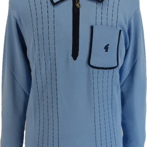 Gabicci Mens Iceburg Blue Archive Darron Knitted Polo Shirt