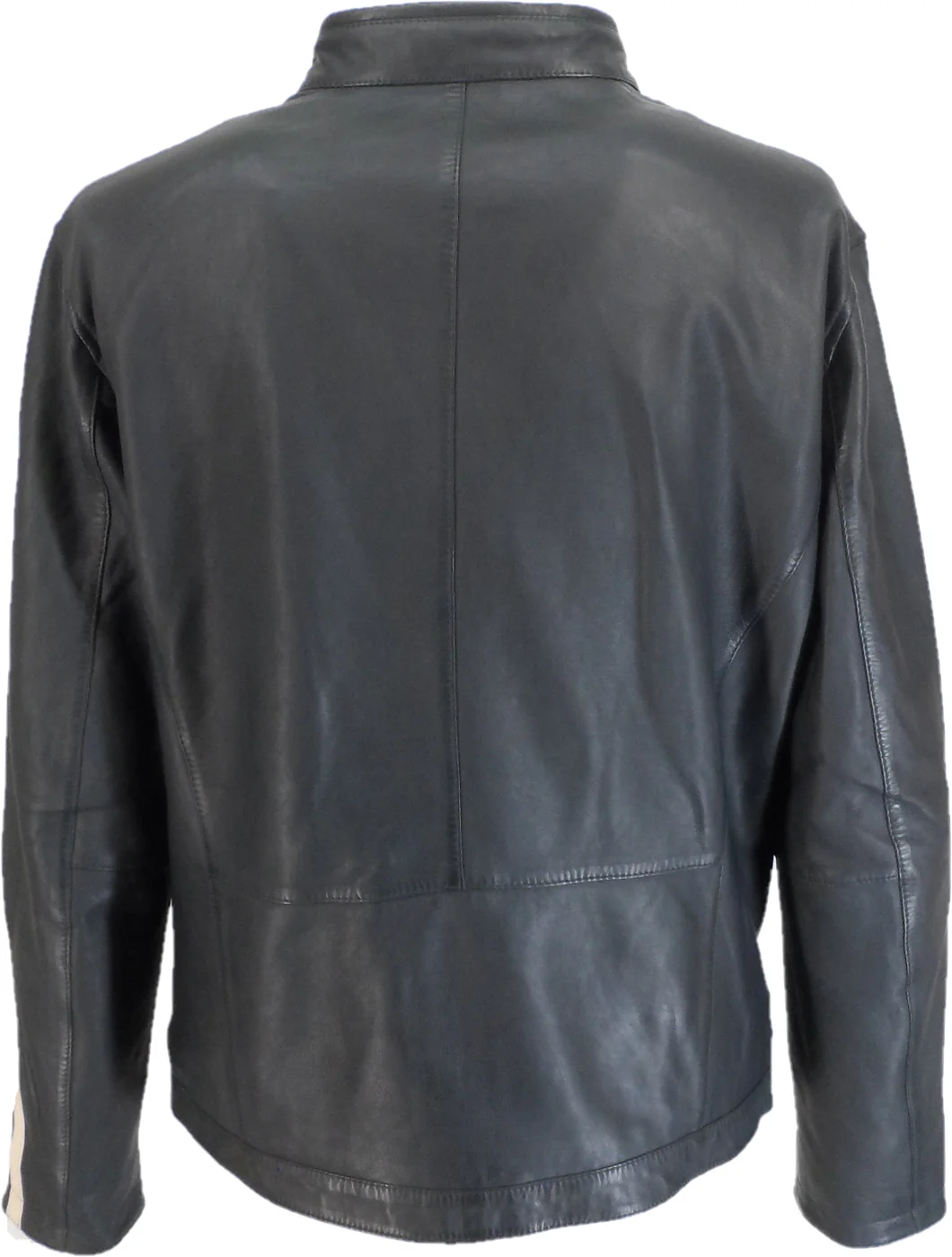 Gabicci Mens Lambaert Navy/White/Gold Leather Rally Jacket - Imagen 4