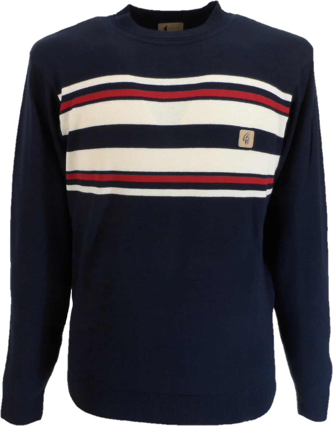 Gabicci Vintage Mens Navy Blue Liam Striped Jumper