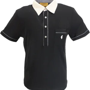 Gabicci Vintage Mens Archive Patrick Black 70s Mod Polo