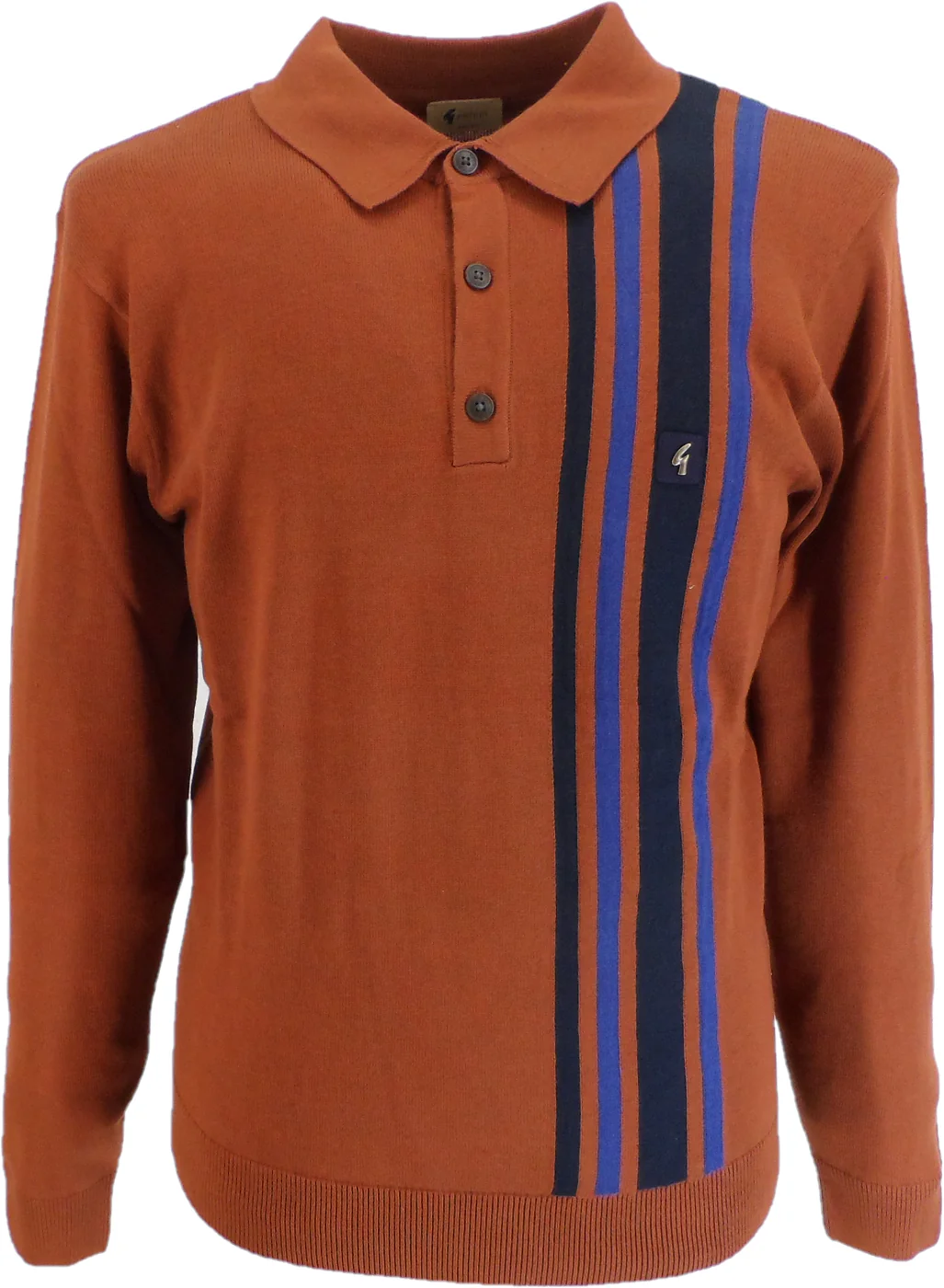 Gabicci Vintage Paprika Soda Stripe Knitted Polo