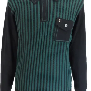 Gabicci Mens Hanson Black Textured Retro Knitted Polo