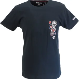Lambretta Mens Navy Blue Badges Target Retro T Shirt