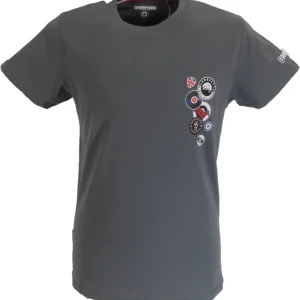 Lambretta Mens Iron Grey Badges Target Retro T Shirt