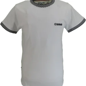 Lambretta Mens White Two Tone Ringer Retro T Shirt