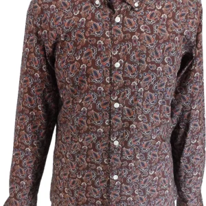 Lambretta Retro Button Down Burgundy Paisley Print Shirt