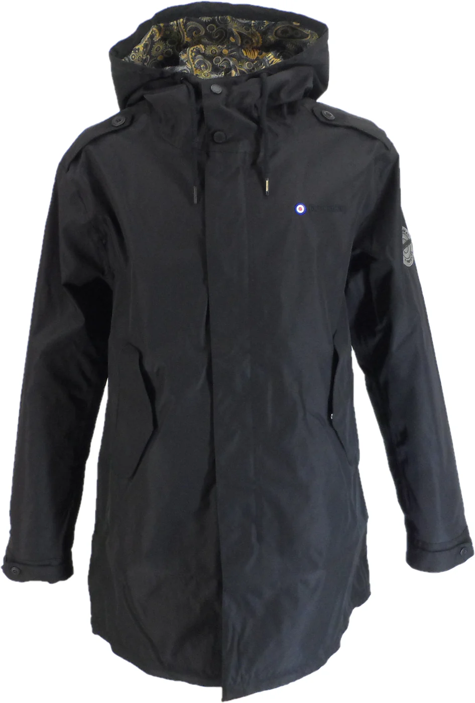 Lambretta Mens Black Retro Waterproof Fishtail Parka