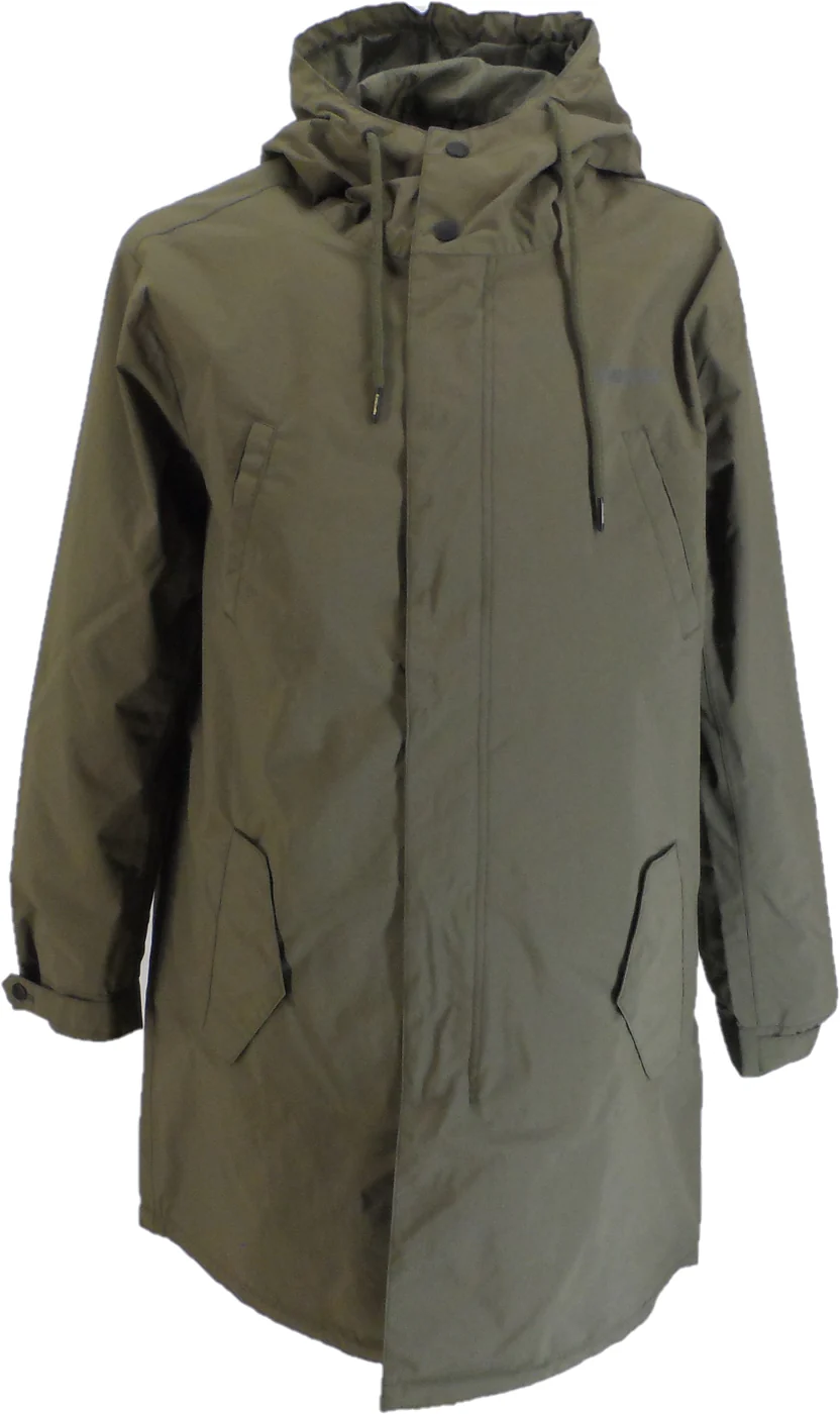 Lambretta Mens Khaki Green Ripstop Waterproof Parka