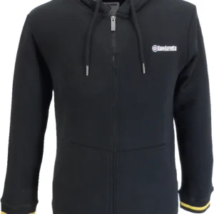 Lambretta Mens Black/Gold Full Zip Logo Hooded Top