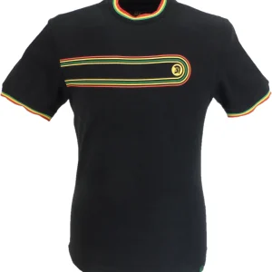 Trojan Mens Black Retro Print Ringer T Shirt