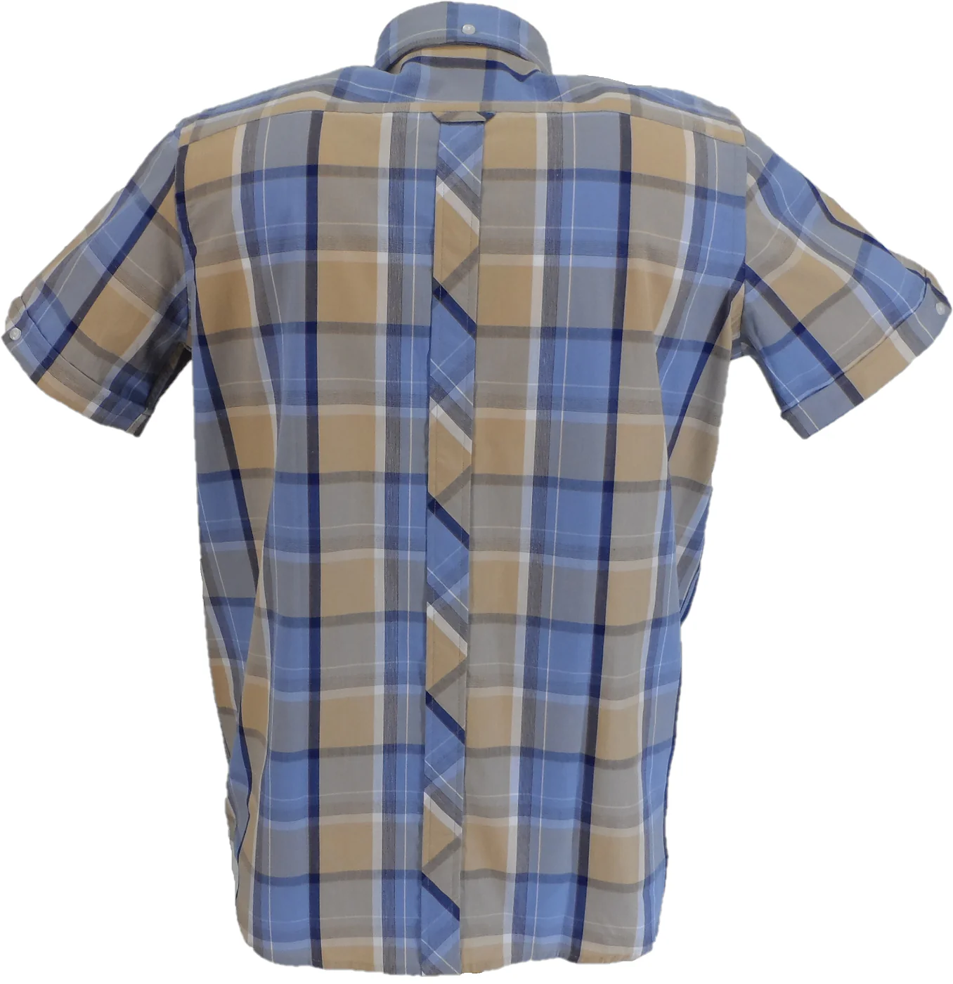 Trojan Mens Powder Blue Check Short Sleeved Shirts and Pocket Square - Imagen 3