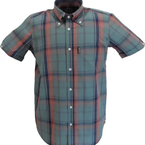 Trojan Mens Slate Big Check Short Sleeved Shirts and Pocket Square