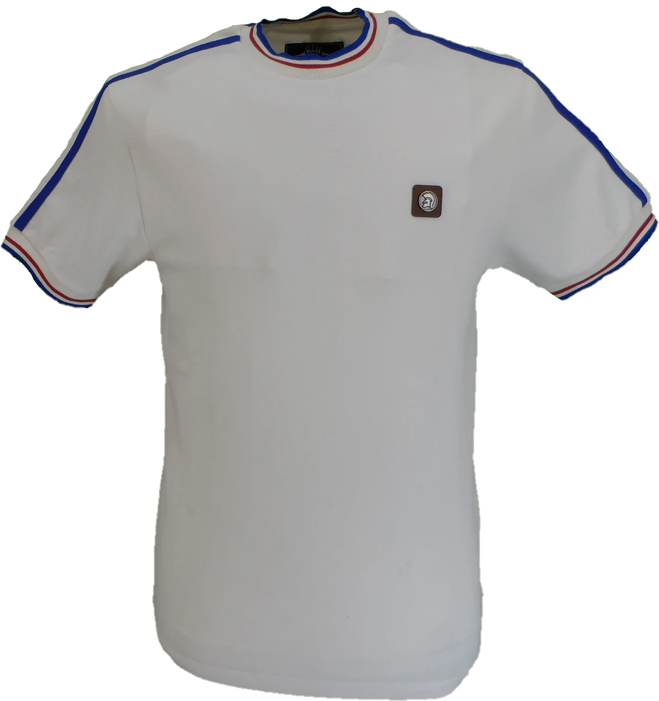 Trojan Mens Ecru Tipped Pique T Shirt