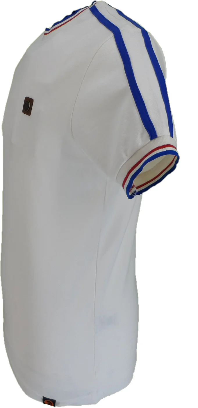 Trojan Mens Ecru Tipped Pique T Shirt - Imagen 3