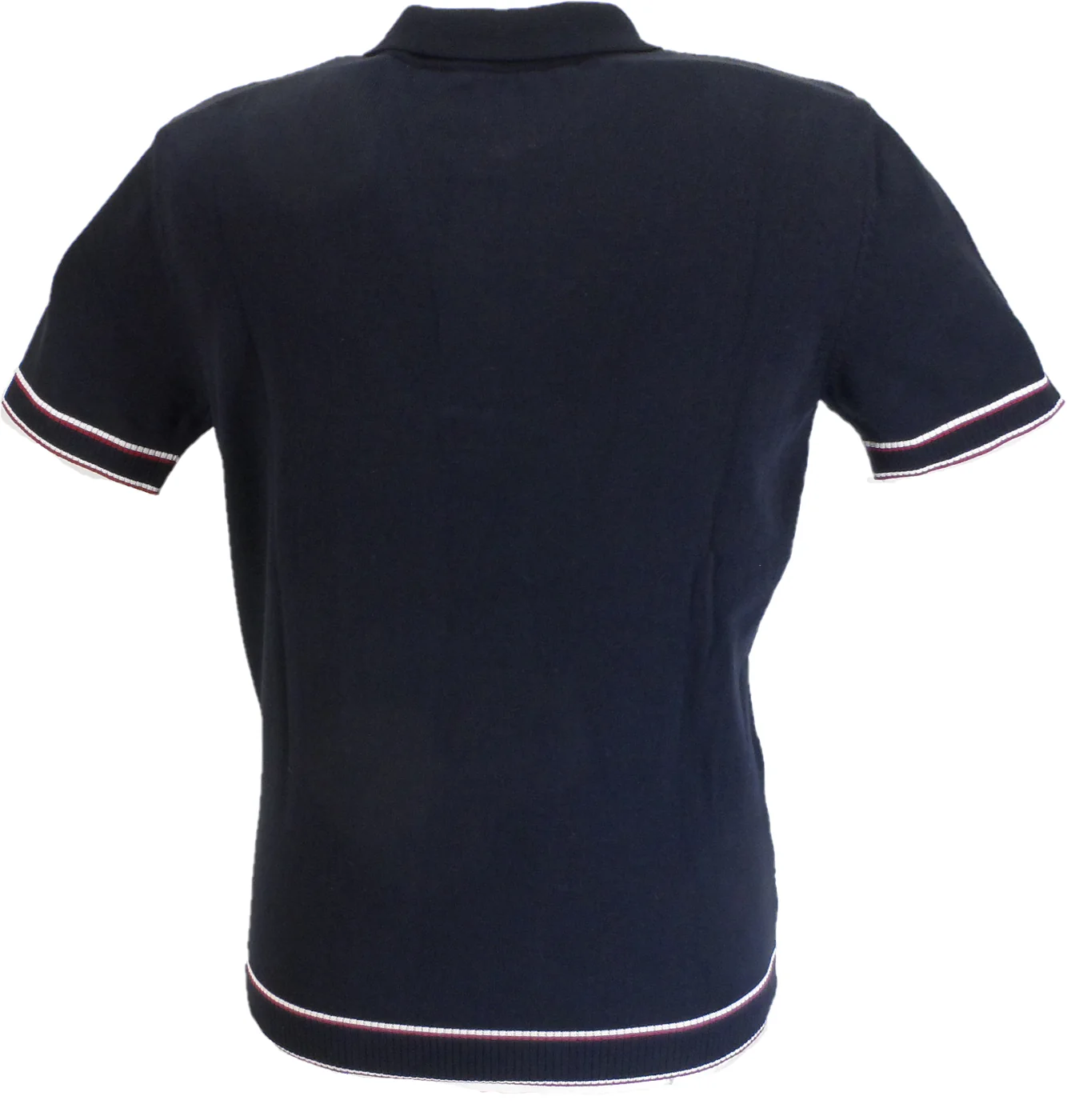 Relco Mens Navy Blue Retro Cable Knitted Polo Shirts - Imagen 3