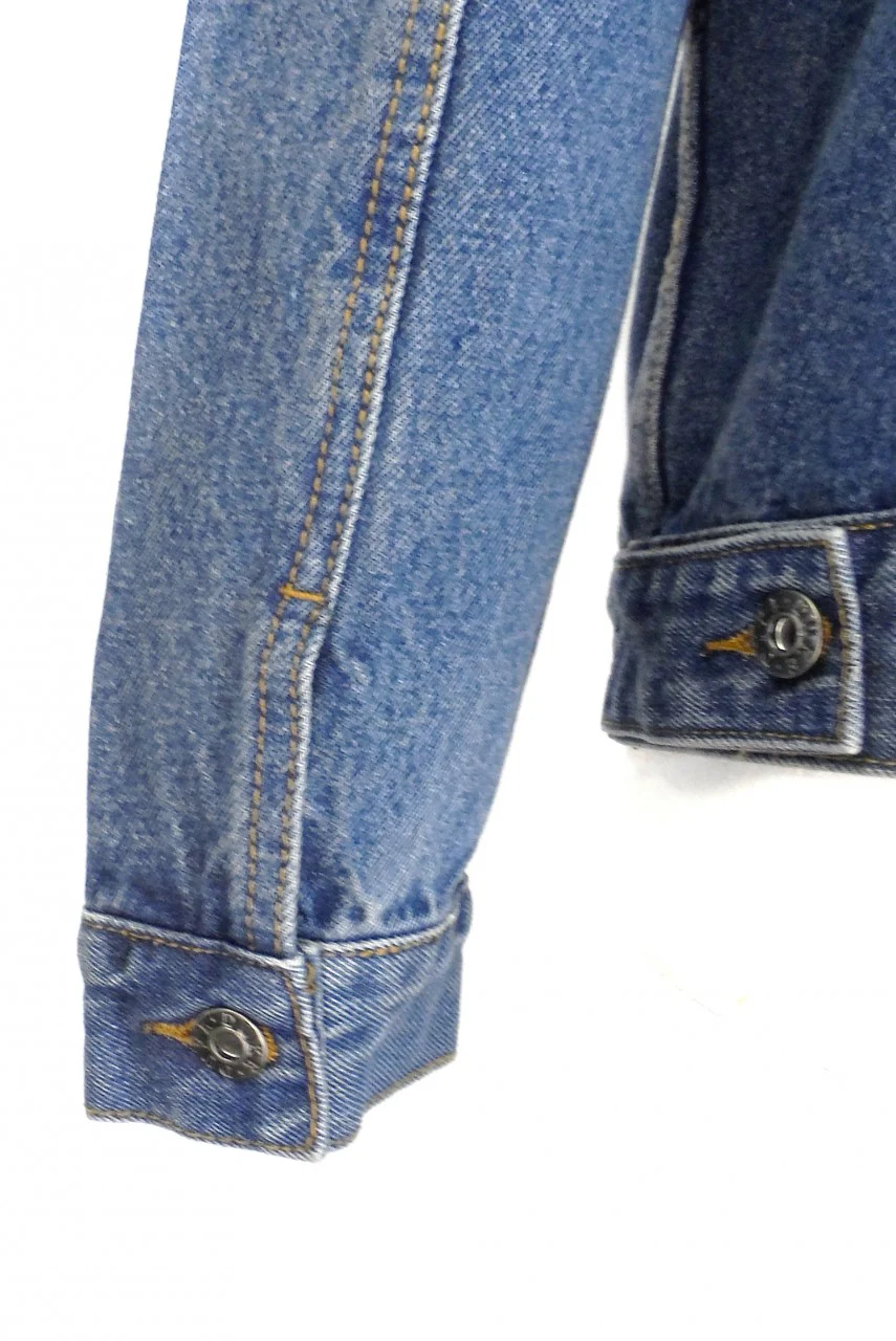 Duke Blue Stonewashed Retro Mod Biker Denim Trucker Jacket - Imagen 5