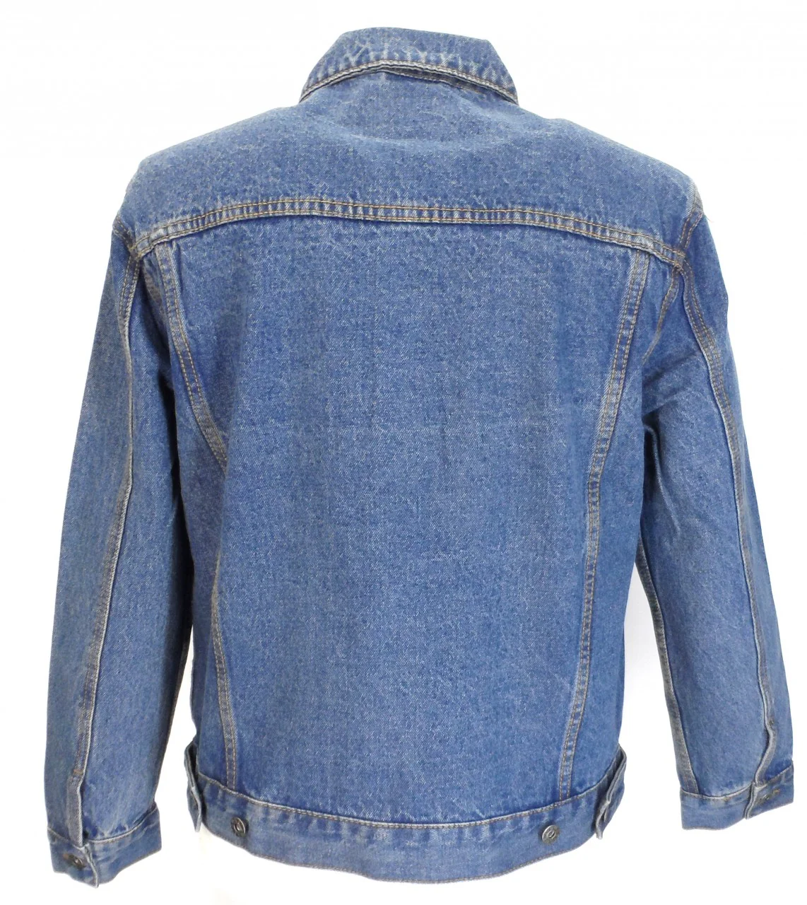 Duke Blue Stonewashed Retro Mod Biker Denim Trucker Jacket - Imagen 3