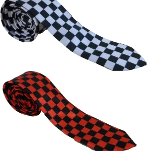Mazeys Mens Retro Checkerboard Skinny Ties