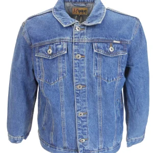 Duke Blue Stonewashed Retro Mod Biker Denim Trucker Jacket