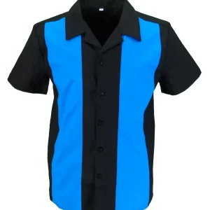 Mazeys Retro Black/Blue Rockabilly Bowling Shirts