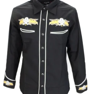 Redstar Rodeo Black Yellow Rockabilly Western Cowboy Vintage/Retro Shirts
