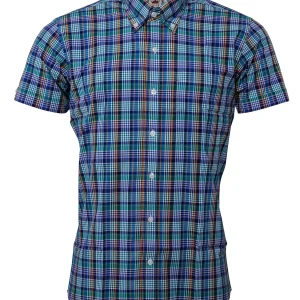 Relco Mens Multi Checked Short Sleeved Button Down Shirts