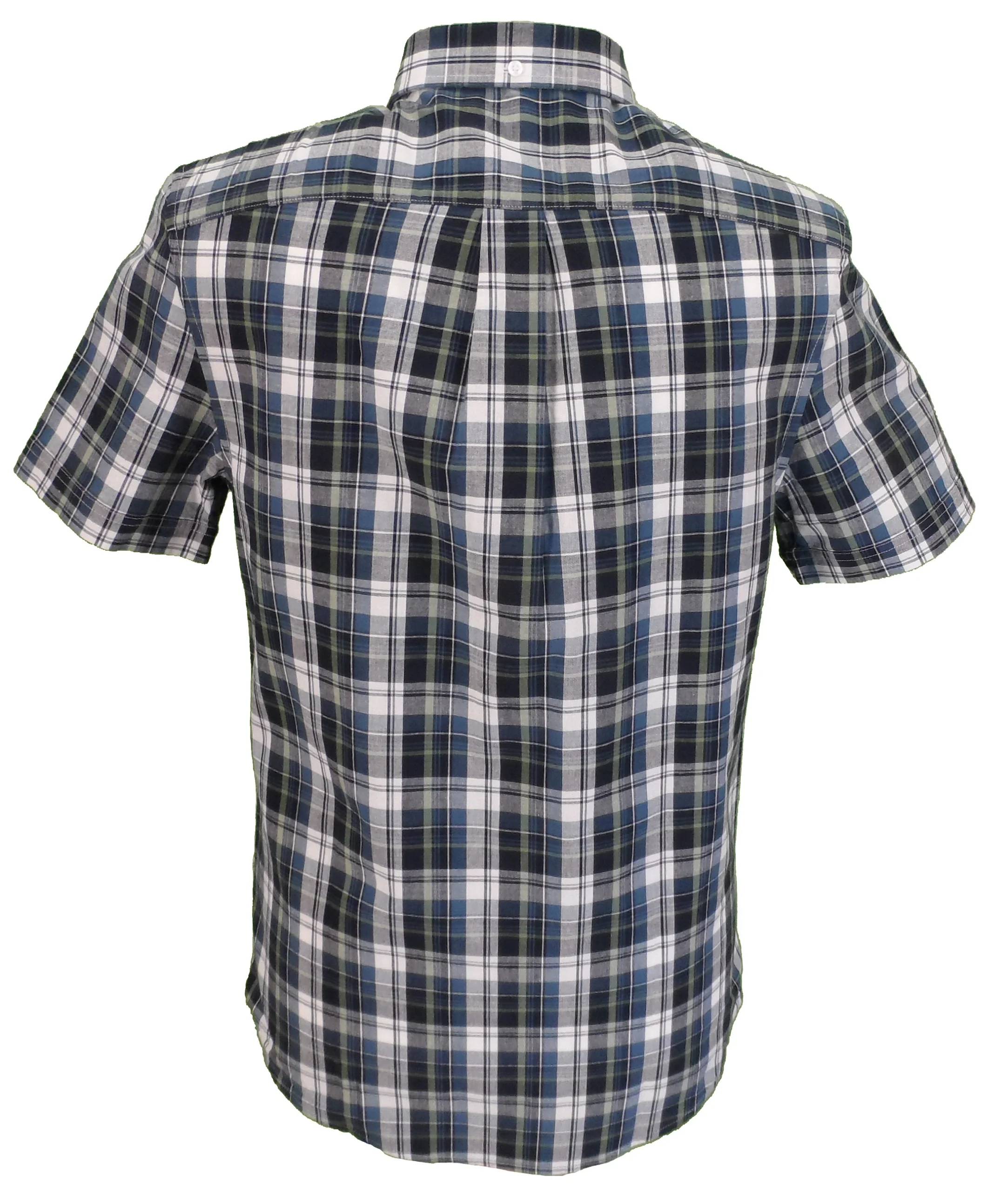 Farah Mens Teal Check 100% Cotton Short Sleeved Shirt - Imagen 3