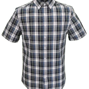 Farah Mens Teal Check 100% Cotton Short Sleeved Shirt