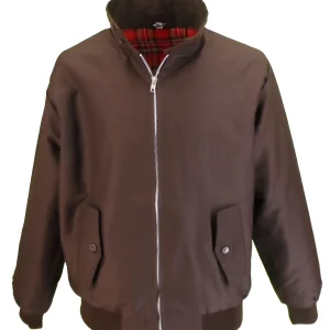 Mens Brown Retro Mod Classic Harrington Jacket