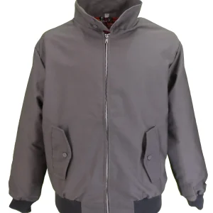 Mens Grey Retro Mod Classic Harrington Jacket