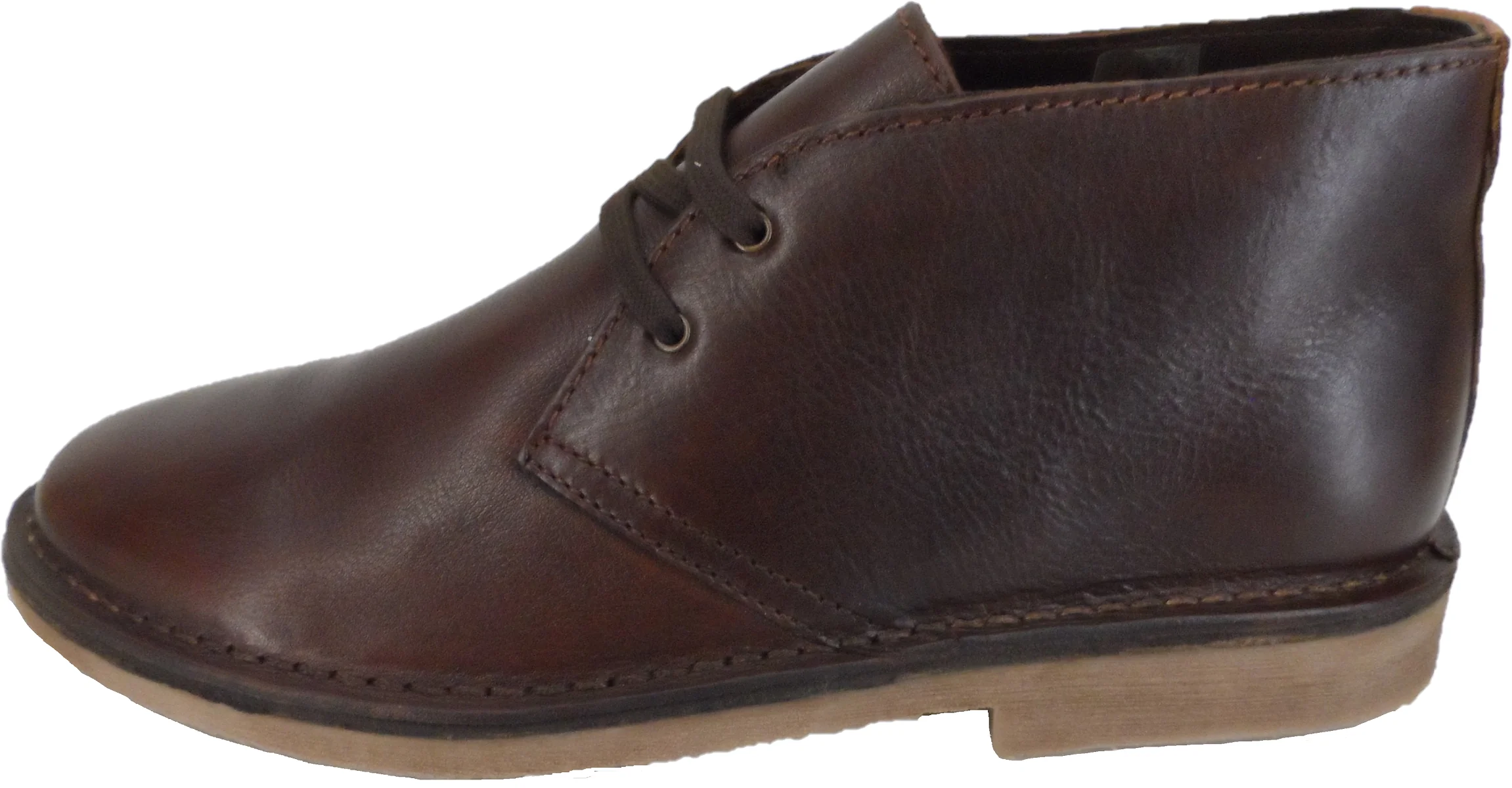 Hush Puppies Mens Brown 2 Eyelet Leather Desert Boots - Imagen 3