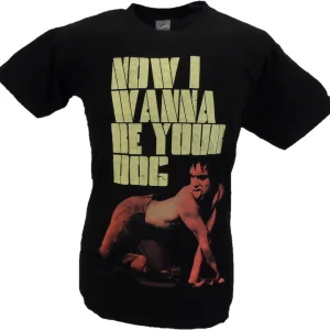 Mens Black Official Iggy and the Stooges Now I Wanna Be Your Dog T Shirt