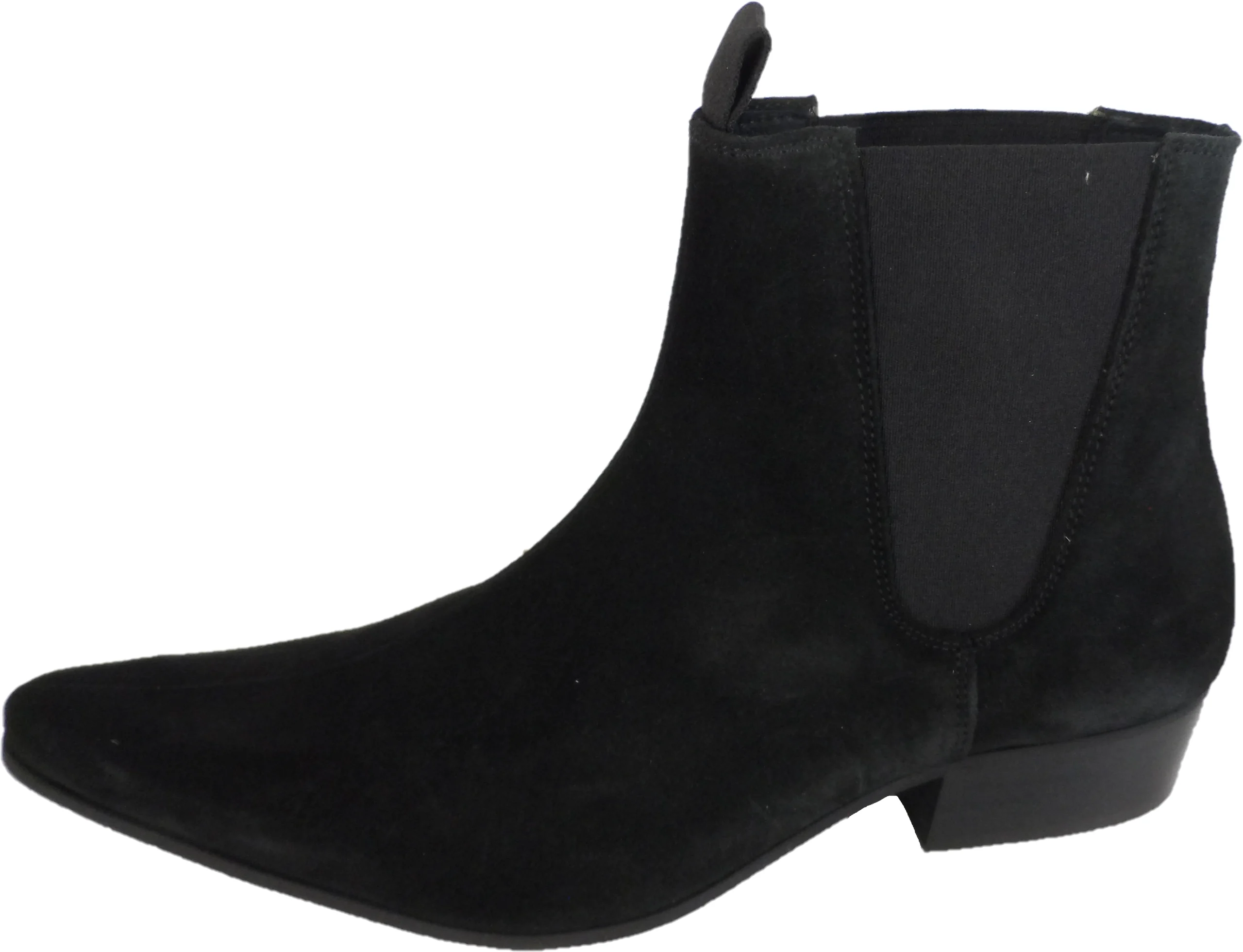 Ikon Original Black Real Suede Winklepicker Mod Beatle Boots - Imagen 3