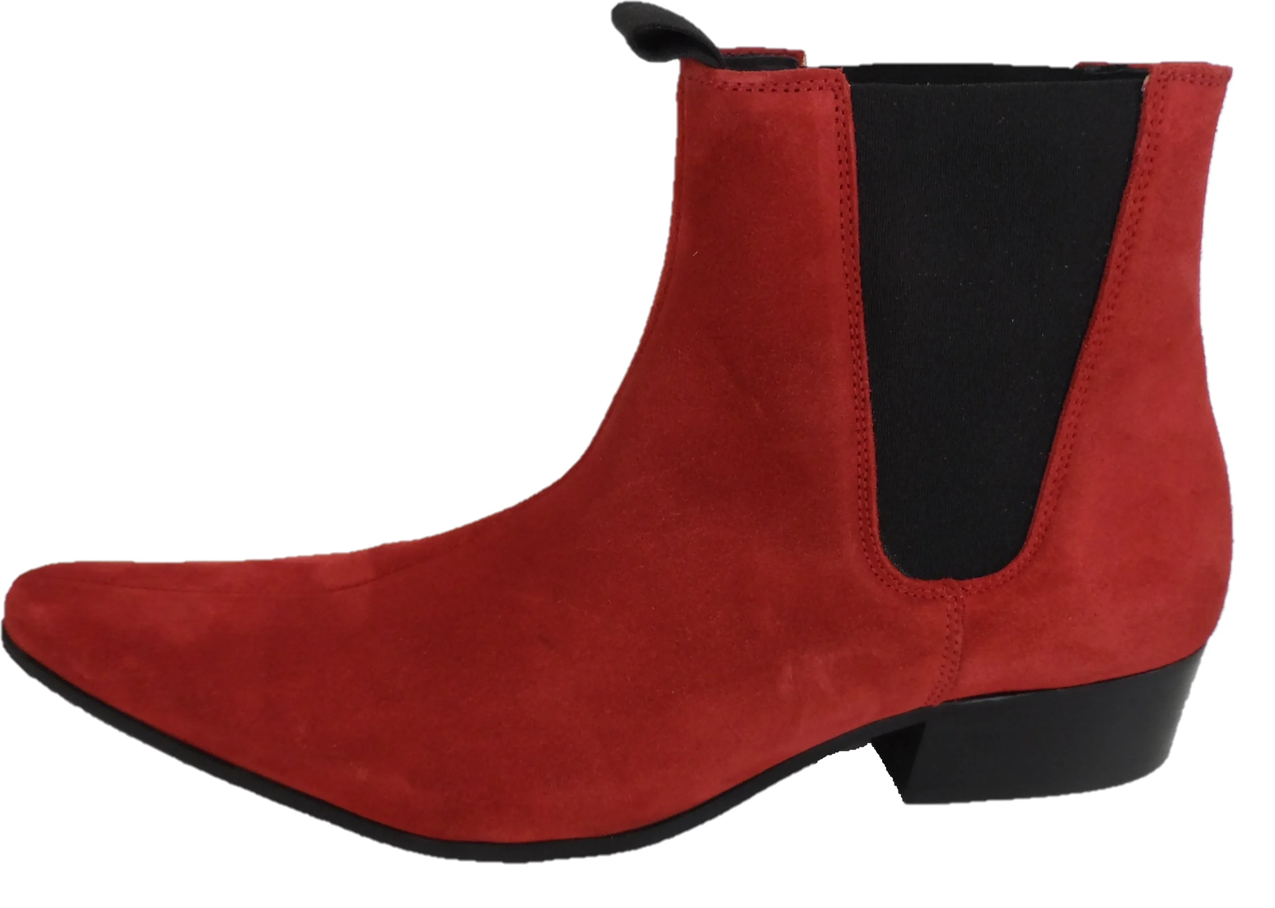 Ikon Original Red Real Suede Winklepicker Mod Beatle Boots - Imagen 3
