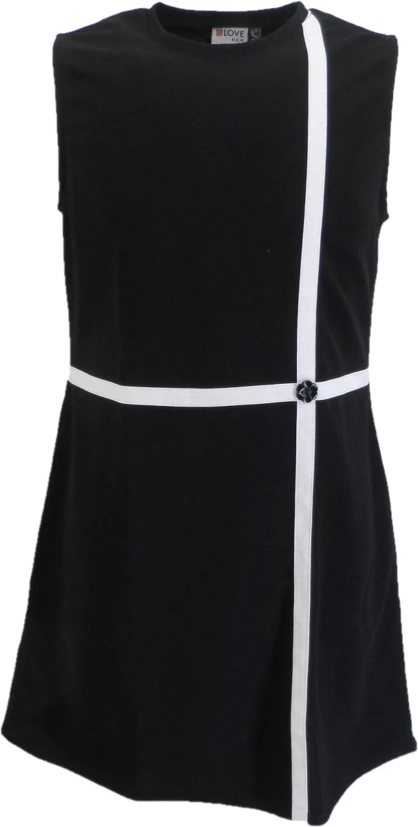 Ladies Retro Black and White Jean Mod Dress
