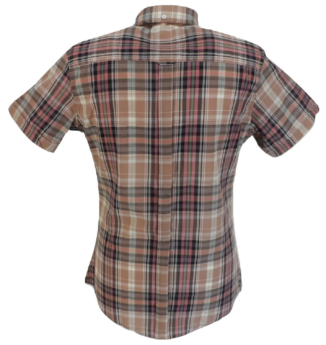 Real Hoxton Ladies Purple Checked Button Down Short Sleeved Shirts - Imagen 3