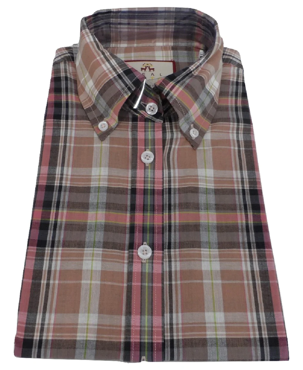 Real Hoxton Ladies Purple Checked Button Down Short Sleeved Shirts - Imagen 4