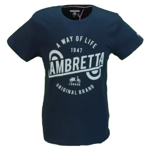 Lambretta Mens Navy Way Of Life Logo 100% Cotton T Shirt …