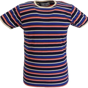 Madcap England Mens Blue Multi Striped Ringer T Shirt