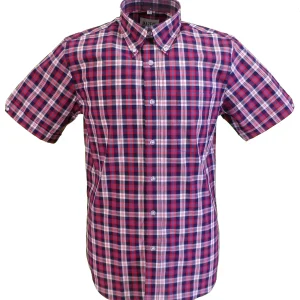 Mazeys Mens Red/White/Blue 100% Cotton Short Sleeved Shirts