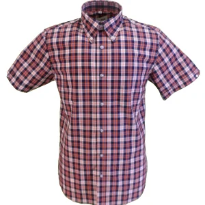 Mazeys Mens Navy/Orange/White 100% Cotton Short Sleeved Shirts