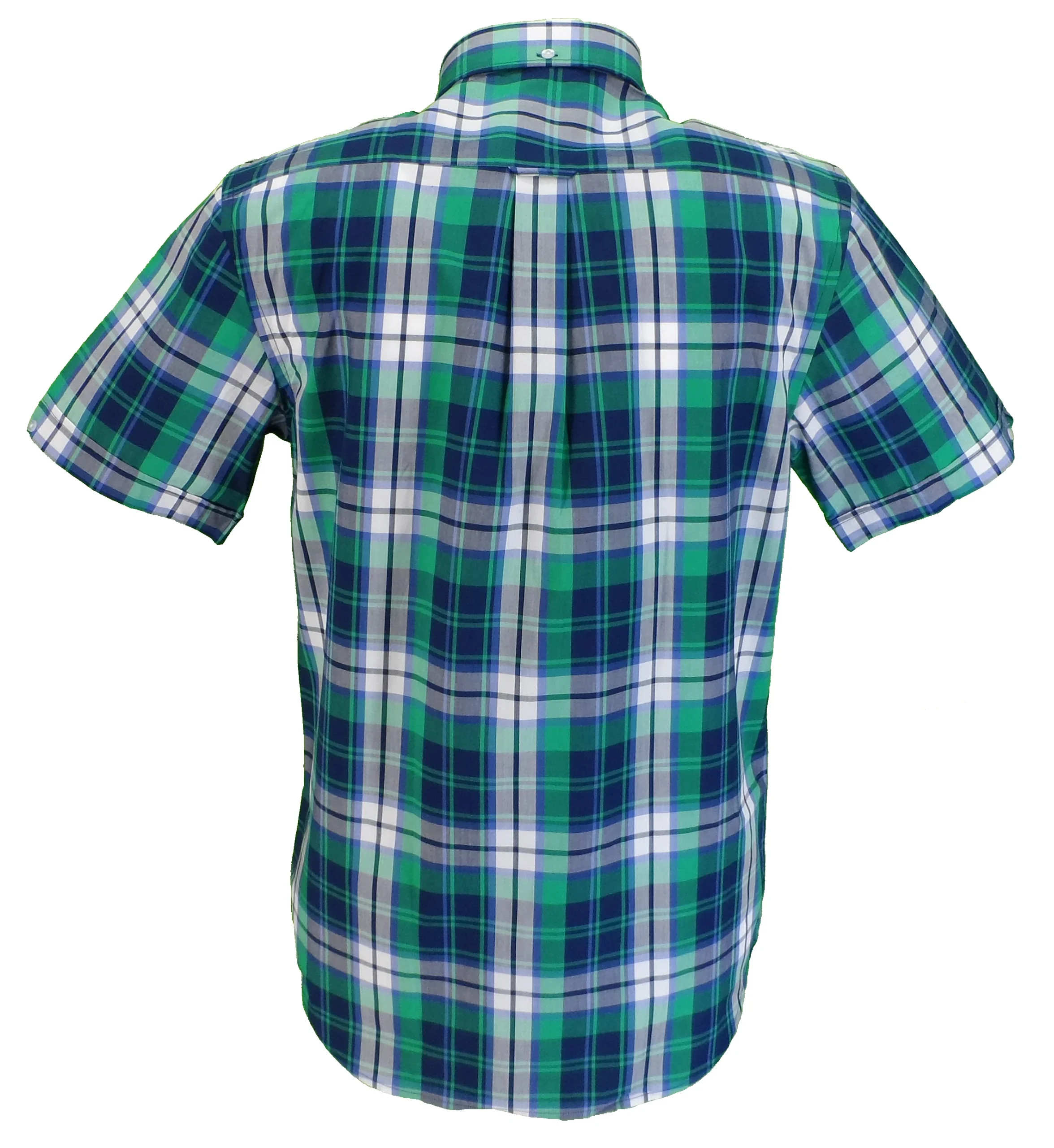 Mazeys Mens Green Checked 100% Cotton Short Sleeved Shirts - Imagen 4