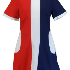 Ladies Retro Mod Vintage Red White and Blue Dress