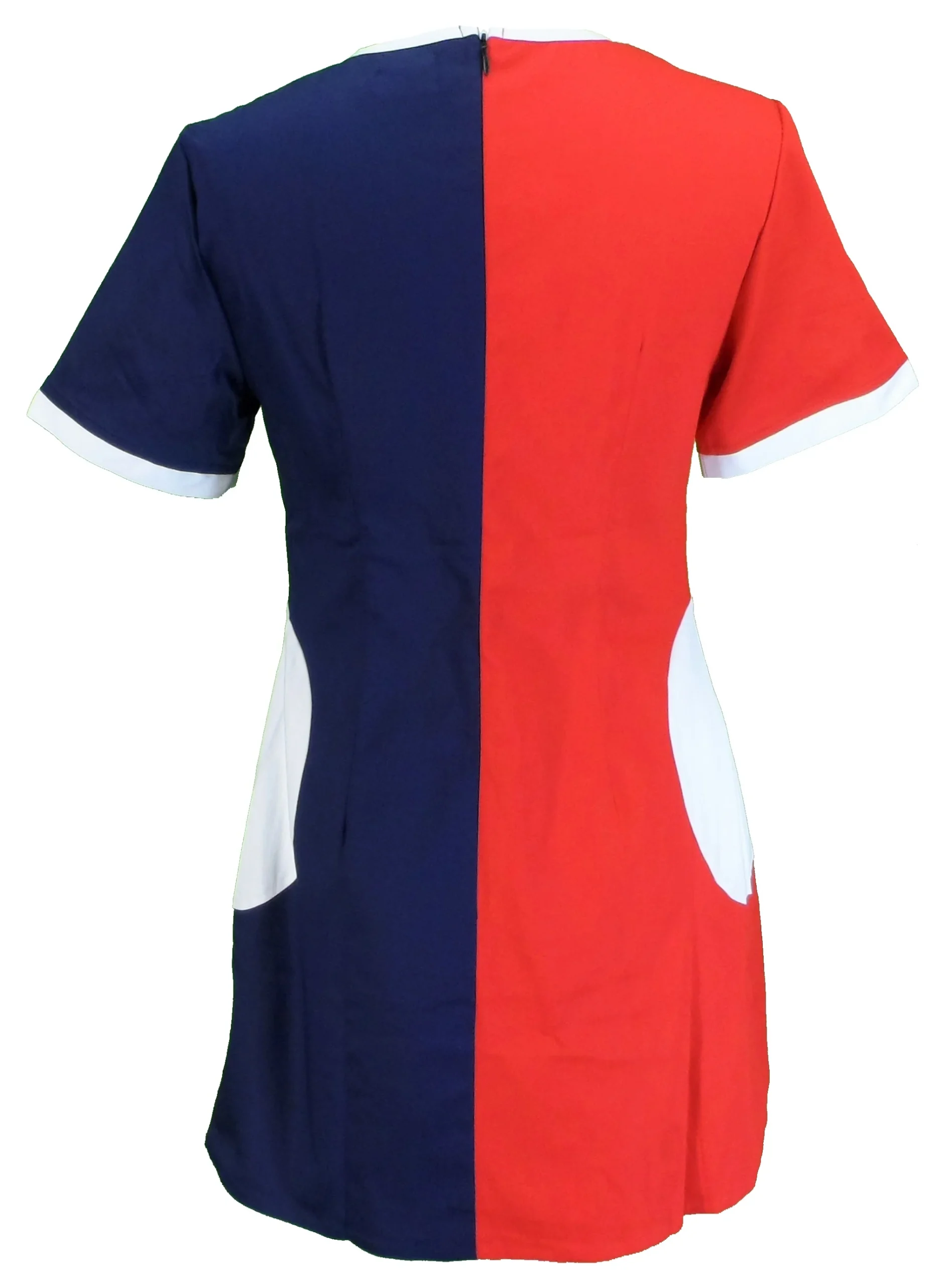 Ladies Retro Mod Vintage Red White and Blue Dress - Imagen 4