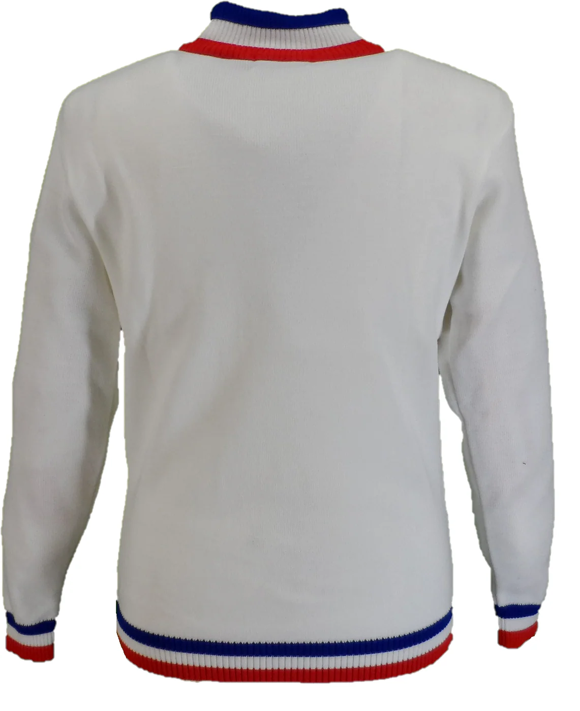 Mazeys Mens White Retro Stripe Knitted Cycling Top - Imagen 4