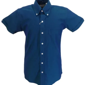Relco Mens Short Sleeved Blue Tonic Mod Retro Shirts