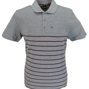 Merc London Grey Finsbury Striped Polo Shirt