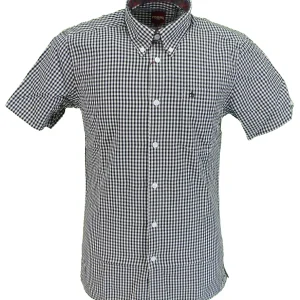 Merc Terry Black/White Gingham Cotton Short Sleeved Retro Mod Button Down Shirts