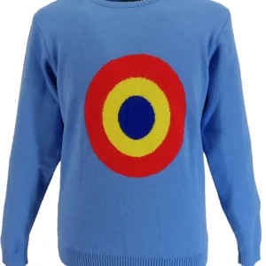 Mazeys Mens Sky Blue 'Moon' Crew Neck Jumper