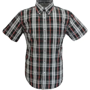 Mazeys Mens Black/Grey/Red Checked 100% Cotton Short Sleeved Shirts